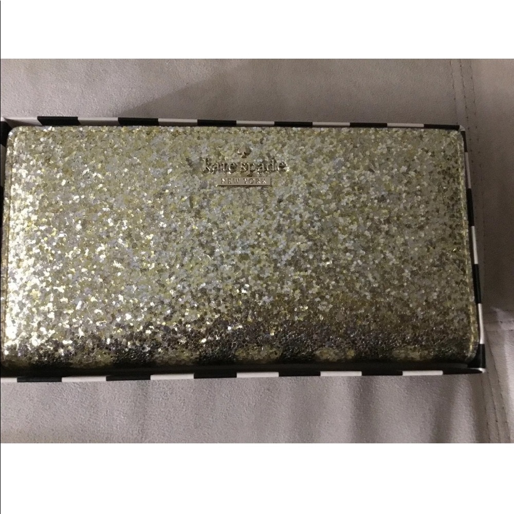 Kate Spade NY Glitter Bug Stacy Gold Silver Wallet